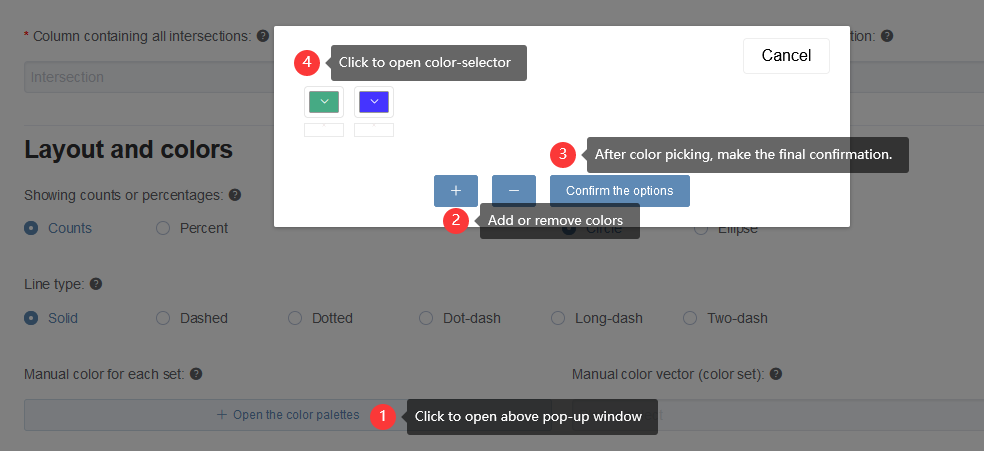 The way to set colors manually.
